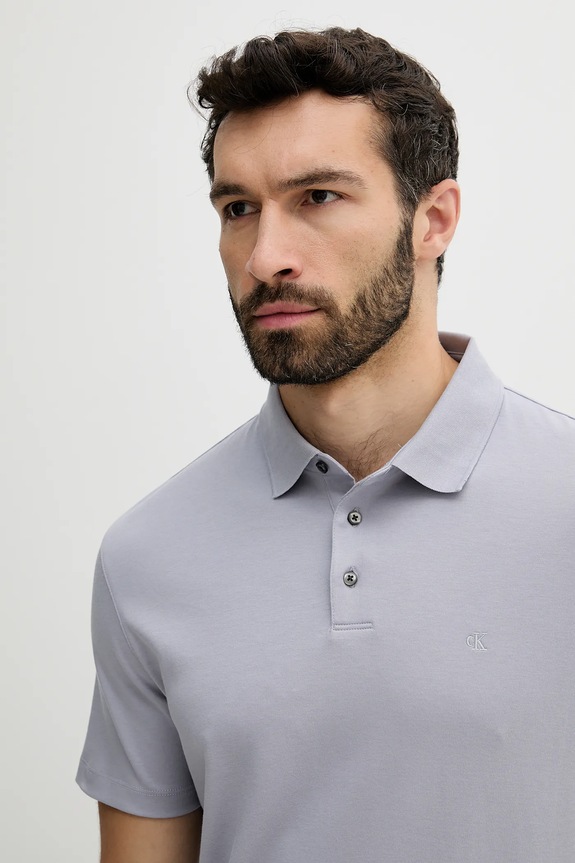 Oblečenie Calvin Klein polo tričko pánske bavlnené LV04LB276G fialová