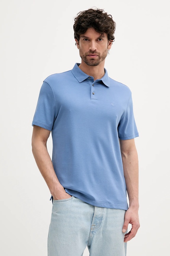 Calvin Klein polo męskie bawełniane bawełna niebieski LV04LB276G