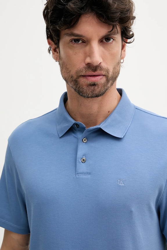 Odzież Calvin Klein polo męskie bawełniane LV04LB276G niebieski