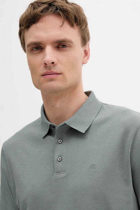 Calvin Klein polo męskie bawełniane zielony LV04LB276G