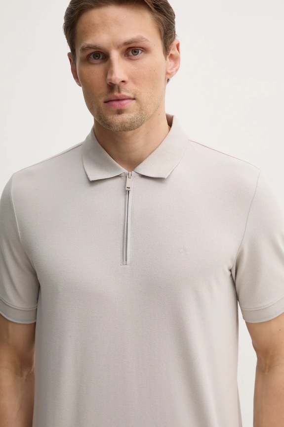 Calvin Klein polo z elastanem szary K10K114128