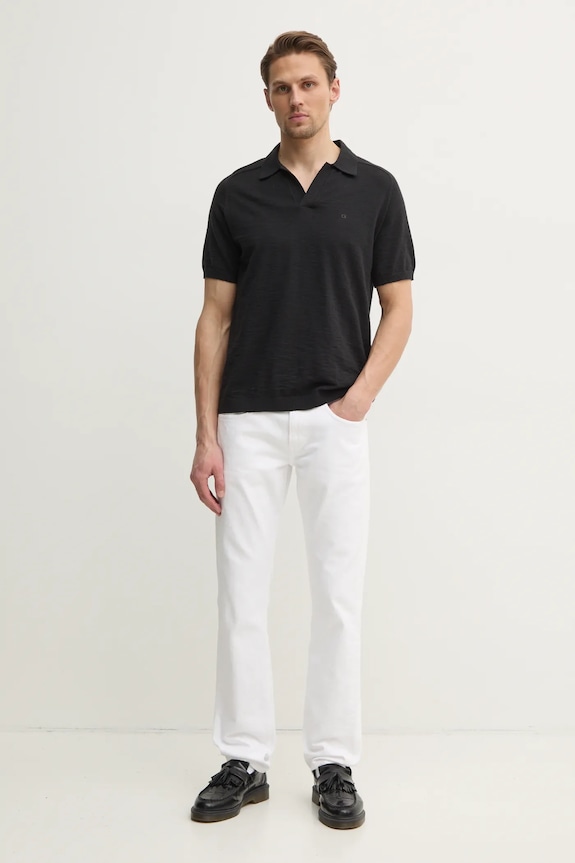 Bavlnené polo tričko Calvin Klein K10K114087 čierna SS25