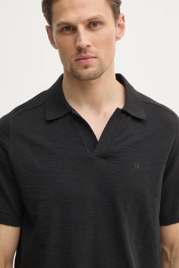 Bavlnené polo tričko Calvin Klein čierna K10K114087