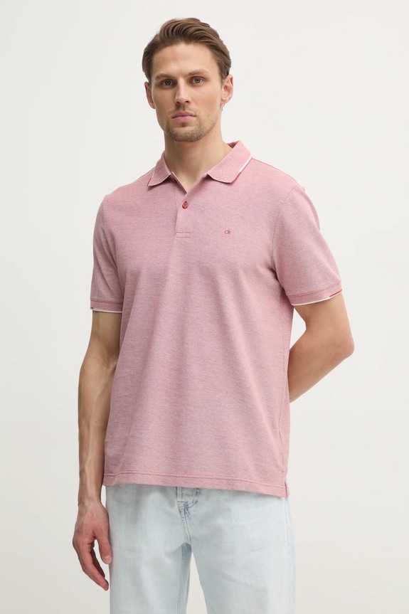 Calvin Klein polo in cotone semplice rosa K10K114475