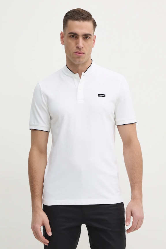 Calvin Klein tricou polo slim bej K10K114139