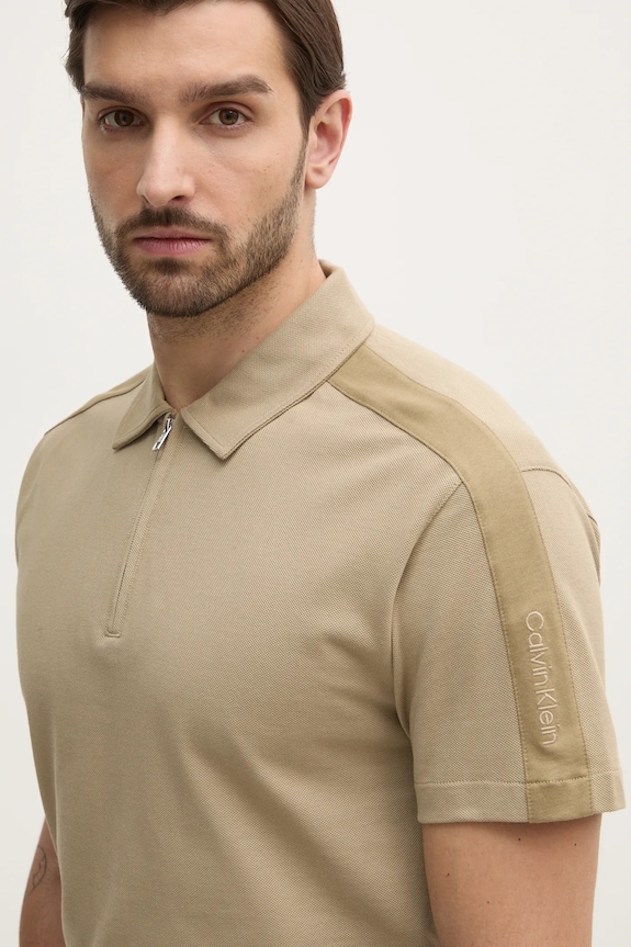 Calvin Klein Jeans polo bawełniane beżowy J30J327240