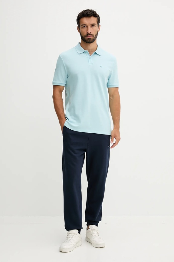 Calvin Klein Jeans πόλο ανδρικό βαμβακερό LV040EM269 μπλε SS26