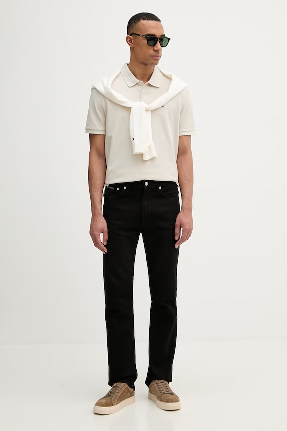Calvin Klein Jeans polo męskie bawełniane LV040EM269 beżowy SS26