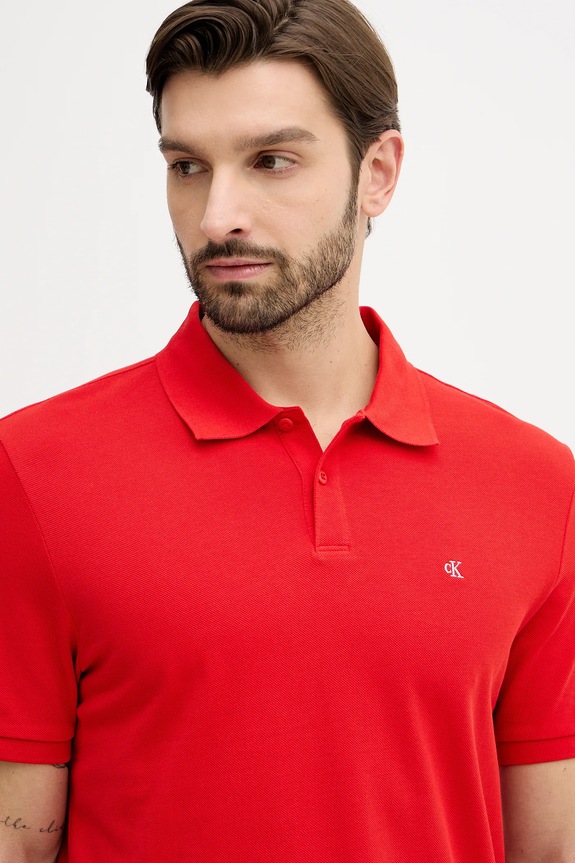 Calvin Klein Jeans polo pánské bavlněné červená LV040EM269