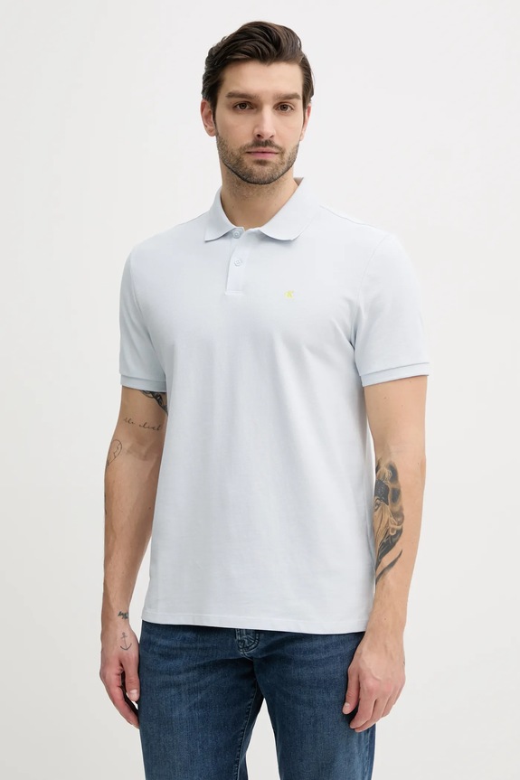 Calvin Klein Jeans polo męskie bawełniane niebieski LV040EM269