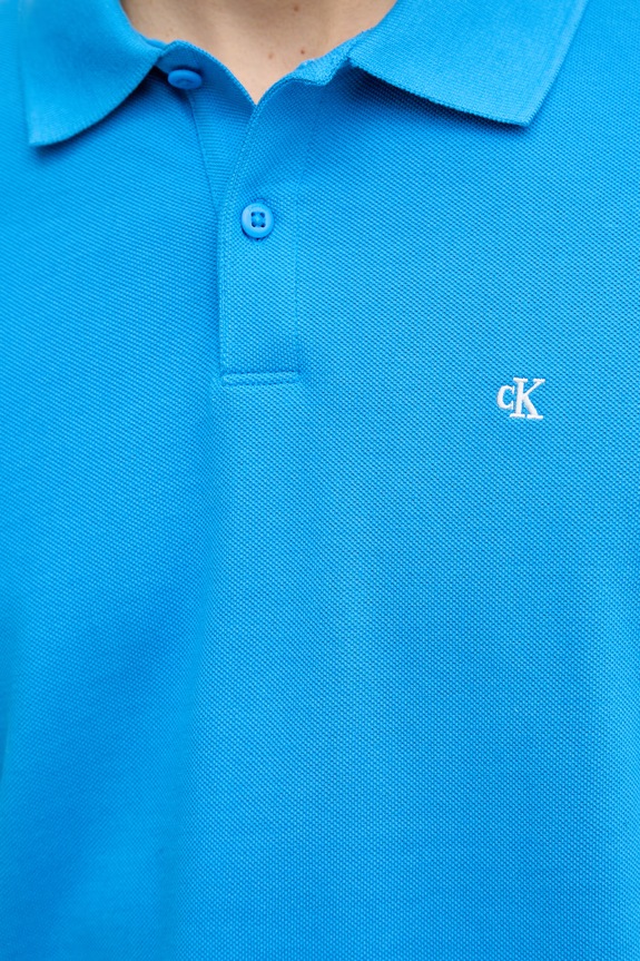 Calvin Klein Jeans Тениска с яка мъжка памучна LV040EM269 син