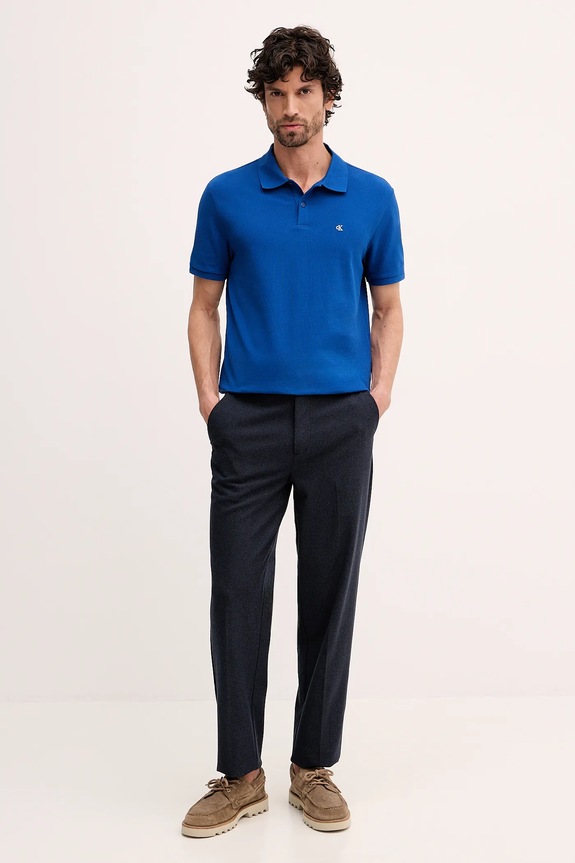 Calvin Klein Jeans polo męskie bawełniane LV040EM269 niebieski SS26