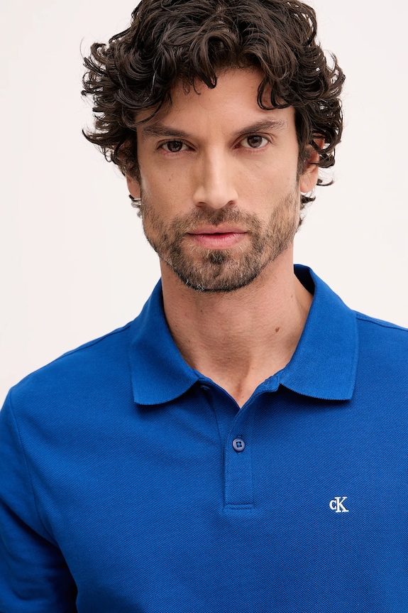 Calvin Klein Jeans polo męskie bawełniane niebieski LV040EM269
