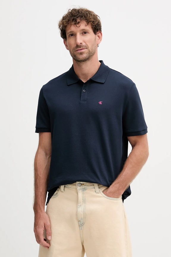 Calvin Klein Jeans polo pánské bavlněné námořnická modř LV040EM269