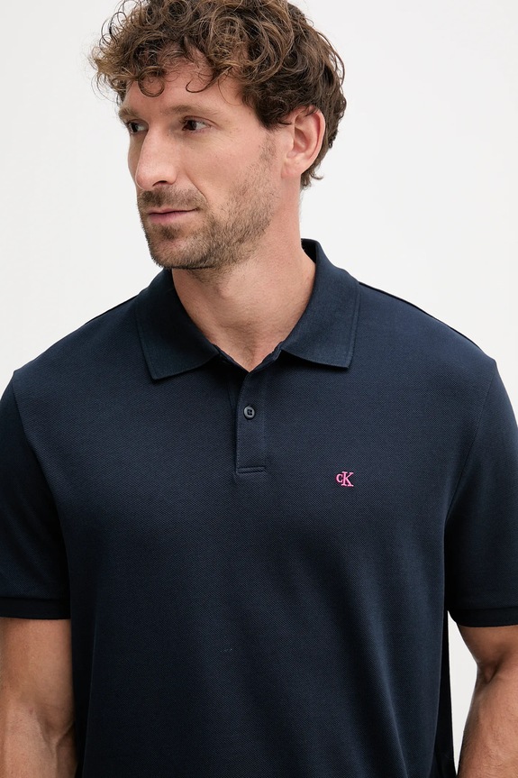 Oblečení Calvin Klein Jeans polo pánské bavlněné LV040EM269 námořnická modř