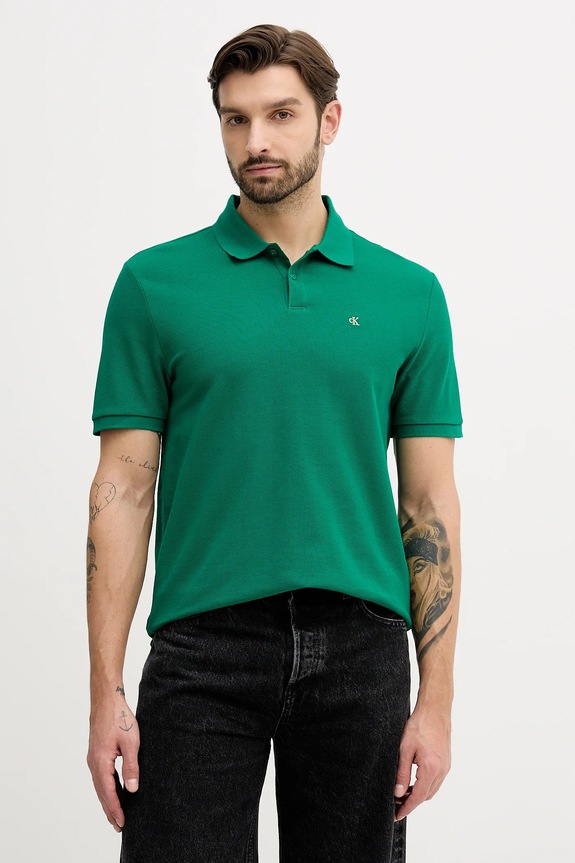 Calvin Klein Jeans polo pánské bavlněné zelená LV040EM269