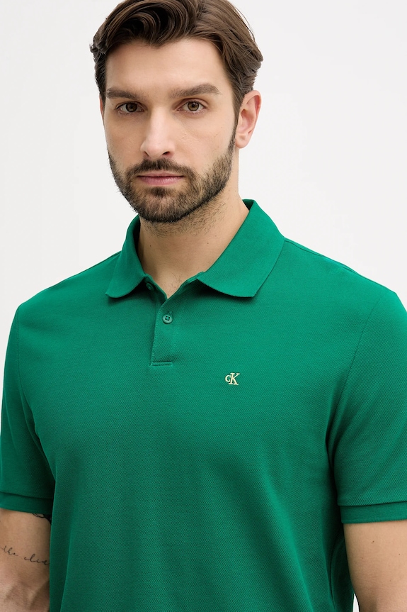 Calvin Klein Jeans polo pánské bavlněné zelená LV040EM269
