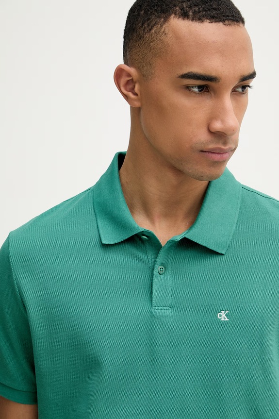 Calvin Klein Jeans polo męskie bawełniane zielony LV040EM269