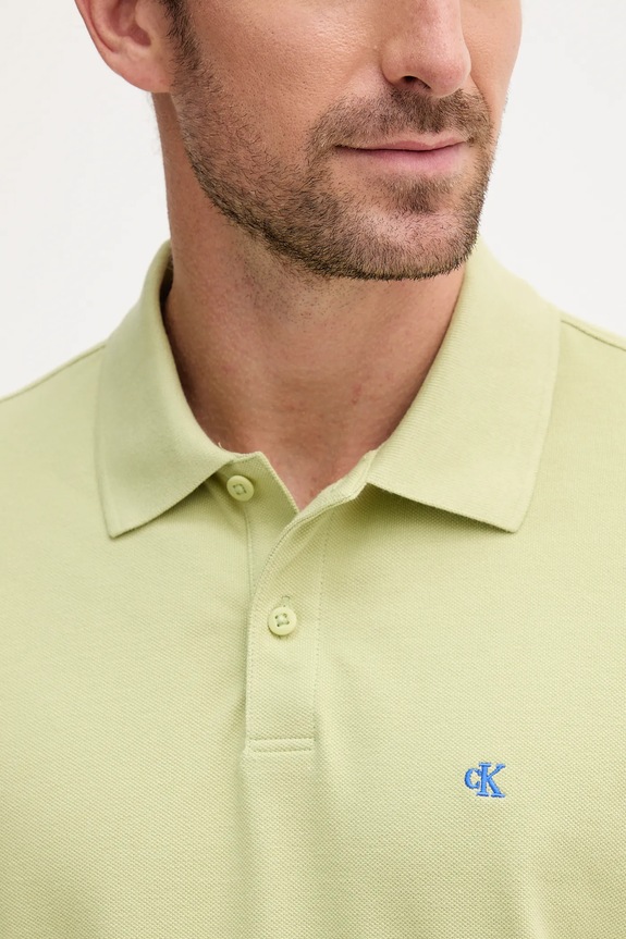 Calvin Klein Jeans polo bărbătesc din bumbac verde LV040EM269