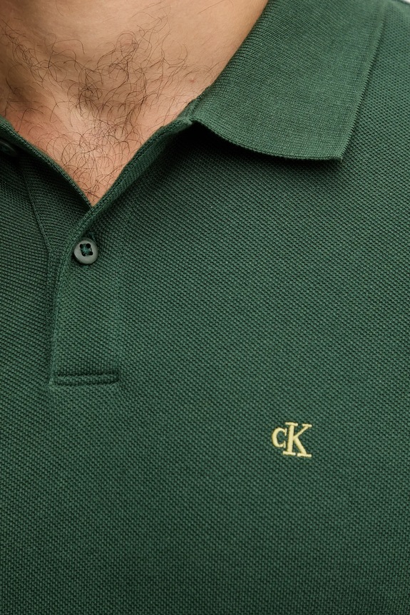 Calvin Klein Jeans πόλο Ανδρικό βαμβακερό πράσινο LV040EM269