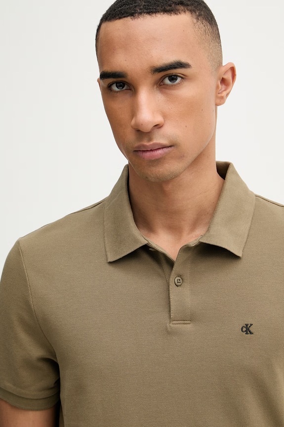 Calvin Klein Jeans polo pánské bavlněné zelená LV040EM269