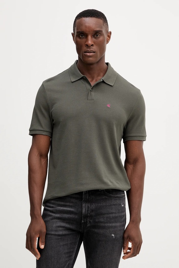 Calvin Klein Jeans Πόλο Ανδρικό βαμβακερό γκρί LV040EM269