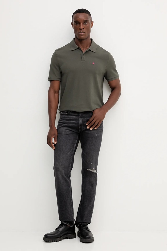 Calvin Klein Jeans Πόλο Ανδρικό βαμβακερό LV040EM269 γκρί SS26