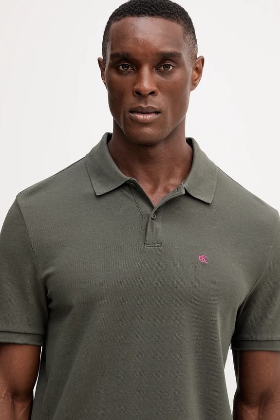 Calvin Klein Jeans Πόλο Ανδρικό βαμβακερό γκρί LV040EM269