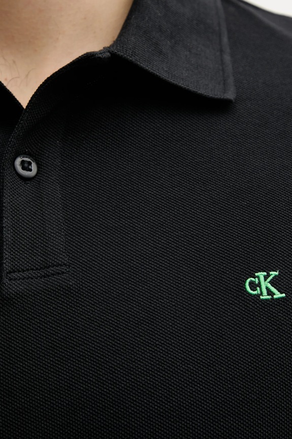 Calvin Klein Jeans polo tričko pánske bavlnené LV040EM269 čierna