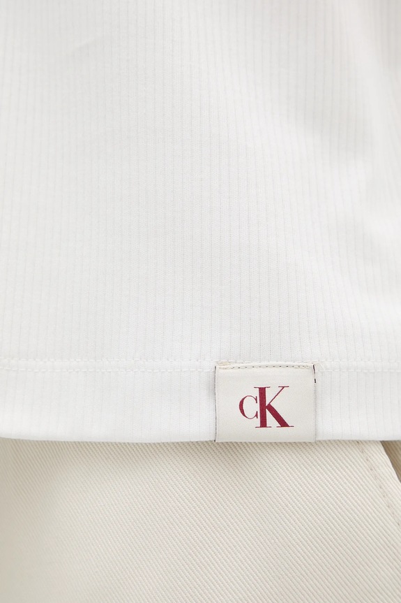 Bombažen polo Calvin Klein Jeans LV04RB282G bela