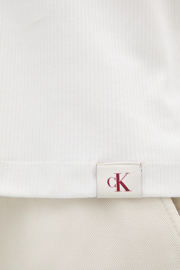 Bombažen polo Calvin Klein Jeans LV04RB282G bela