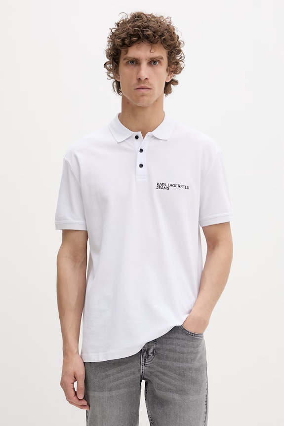 Karl Lagerfeld Jeans polo bărbătesc bumbac alb A2M17094