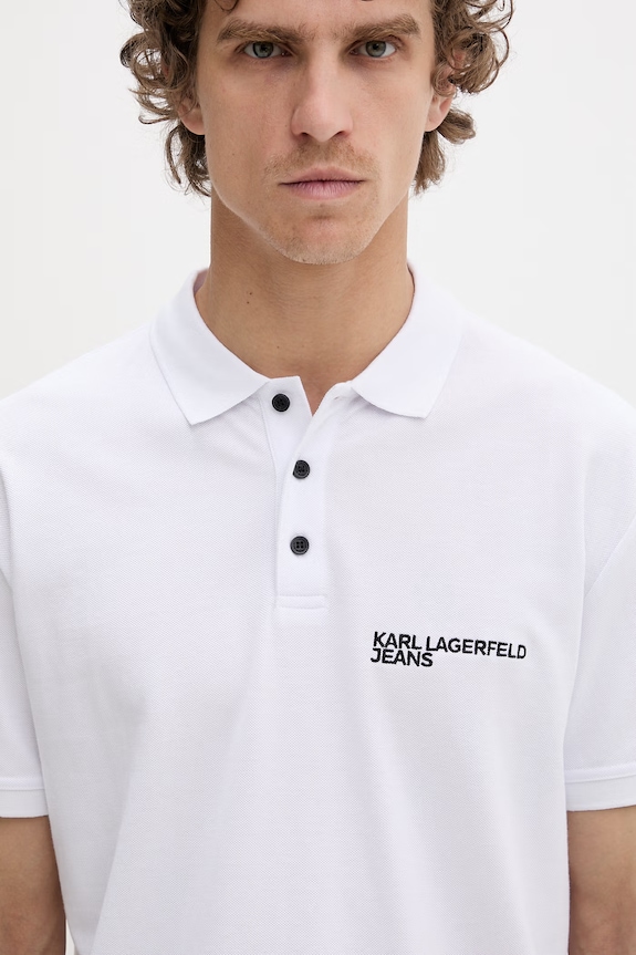 Karl Lagerfeld Jeans polo bărbătesc bumbac alb A2M17094