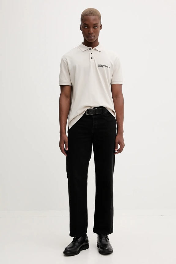 Karl Lagerfeld Jeans поло чоловіче бавовняне A2M17094 бежевий SS26