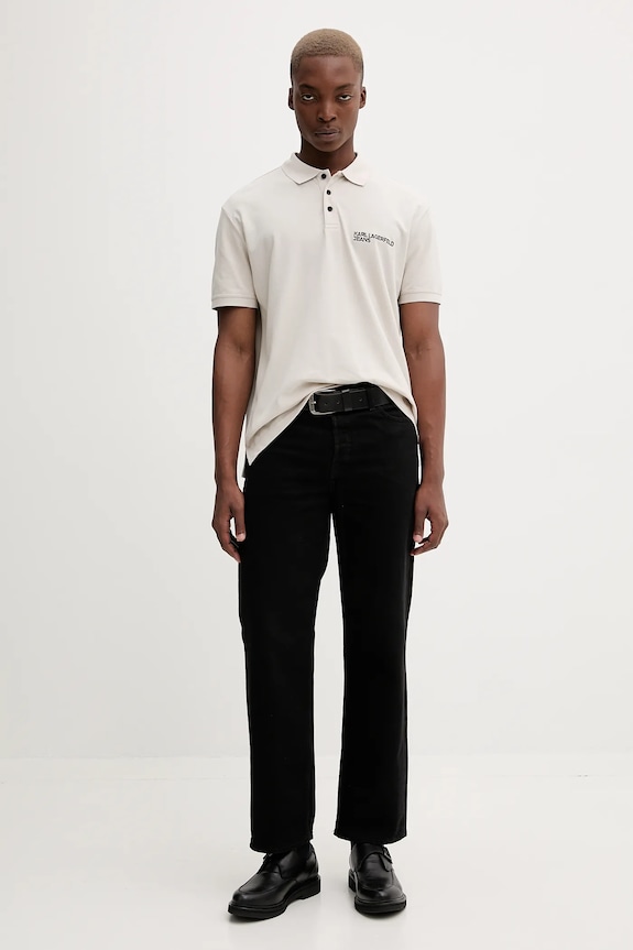 Karl Lagerfeld Jeans поло чоловіче бавовняне A2M17094 бежевий SS26