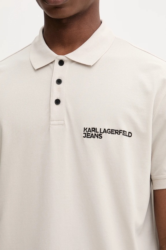 Karl Lagerfeld Jeans поло чоловіче бавовняне A2M17094 бежевий