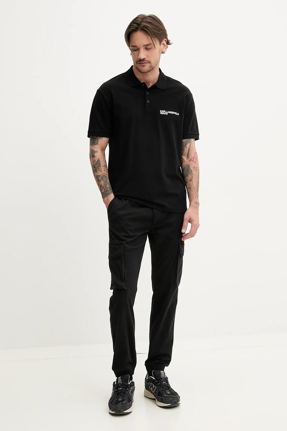 Karl Lagerfeld Jeans поло чоловіче бавовняне A2M17094 чорний SS26