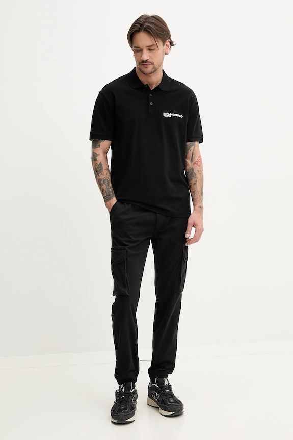 Karl Lagerfeld Jeans поло чоловіче бавовняне A2M17094 чорний SS26