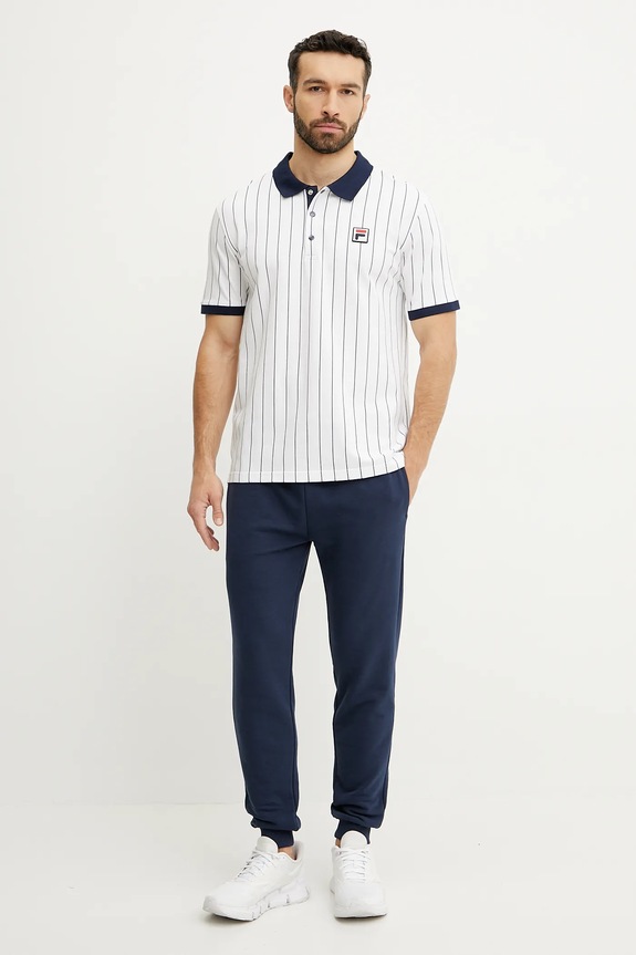 Βαμβακερό μπλουζάκι πόλο Fila Linter FAM0923 λευκό SS25