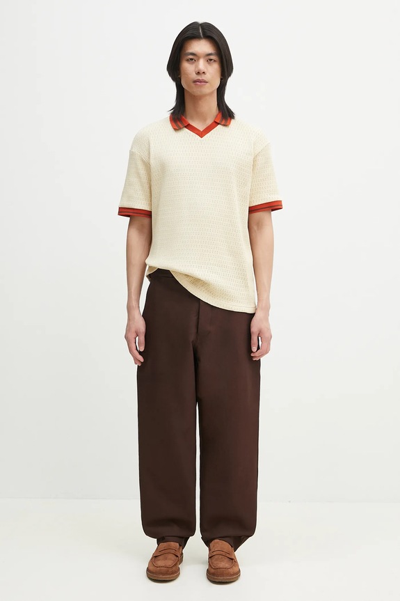 Drôle de Monsieur cotton polo shirt Le Polo Ajoure G.PL143.CO193.LBG beige