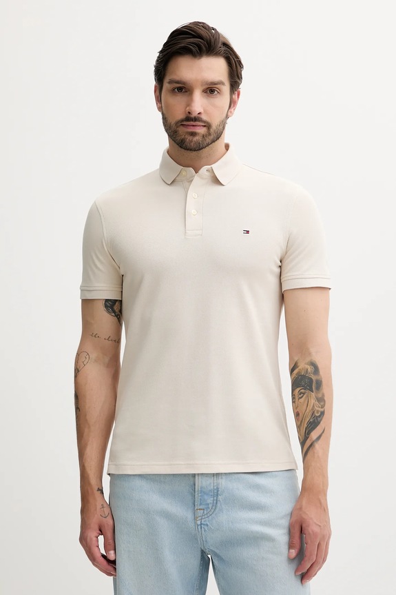 Tommy Hilfiger polo bawełniane z elastanem z elastanem beżowy MW0MW17771.