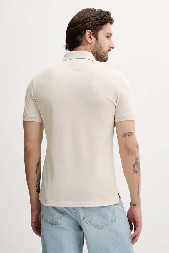 Tommy Hilfiger polo bawełniane z elastanem MW0MW17771. beżowy SS26