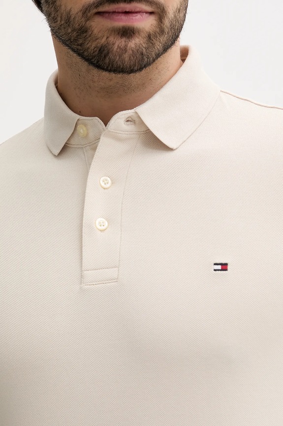 Tommy Hilfiger polo bawełniane z elastanem beżowy MW0MW17771.