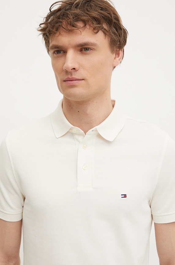 Tommy Hilfiger polo bawełniane z elastanem beżowy MW0MW17771.