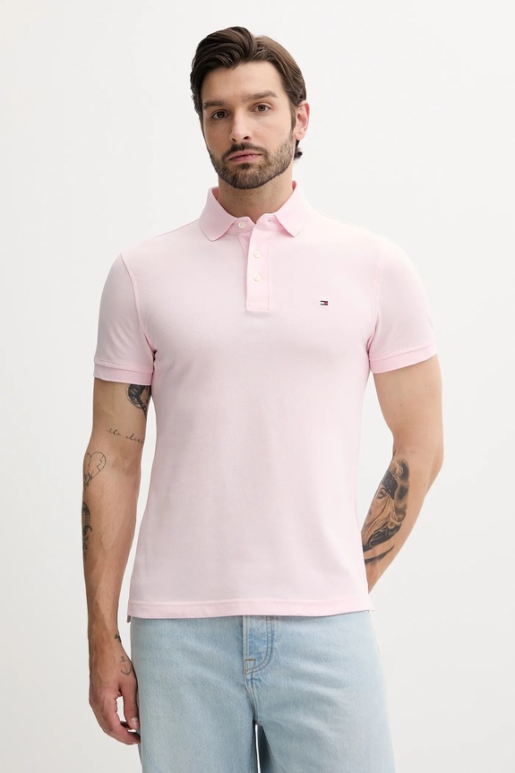 Tommy Hilfiger polo tričko bavlnené s elastanom slim ružová MW0MW17771.