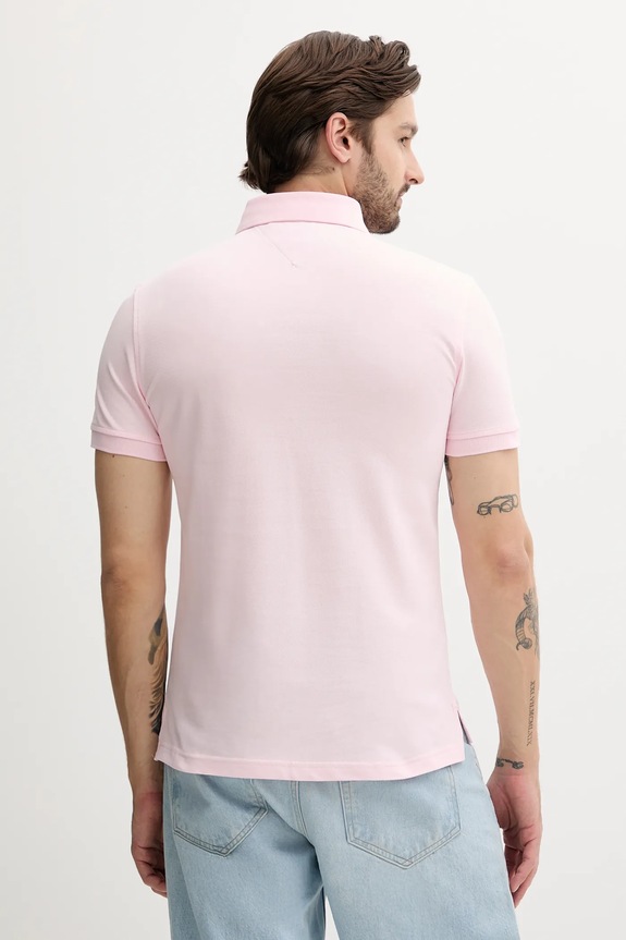Tommy Hilfiger polo tričko bavlnené s elastanom MW0MW17771. ružová SS26