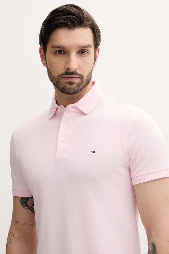 Oblečenie Tommy Hilfiger polo tričko bavlnené s elastanom MW0MW17771. ružová