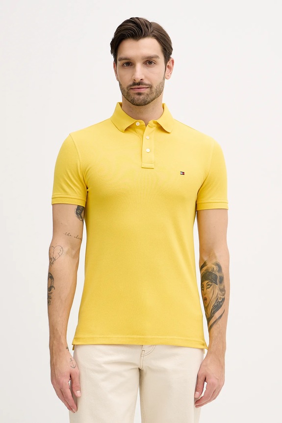 Tommy Hilfiger polo bavlněné s elastanem žlutá MW0MW17771.