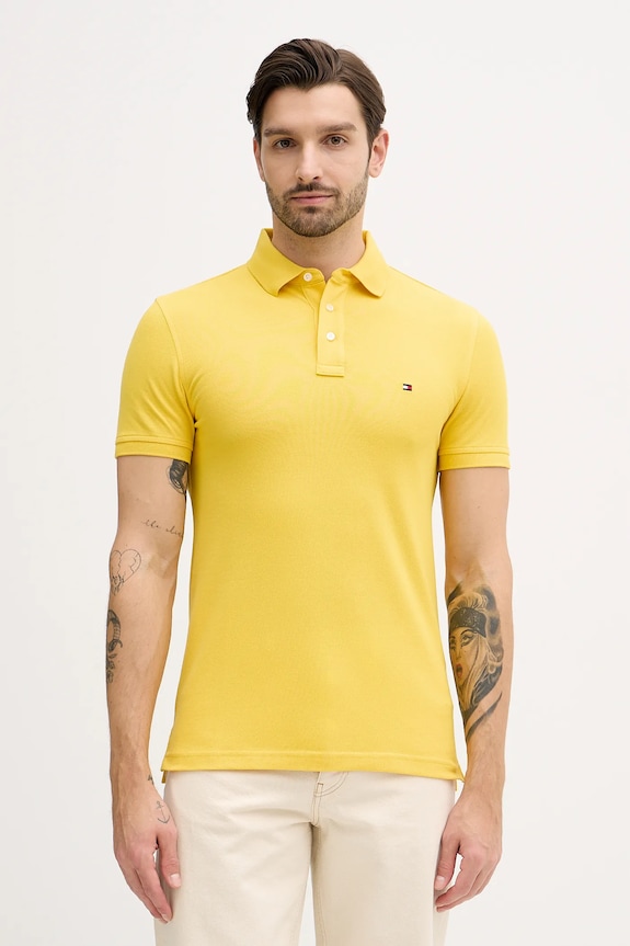 Tommy Hilfiger polo bavlněné s elastanem žlutá MW0MW17771.