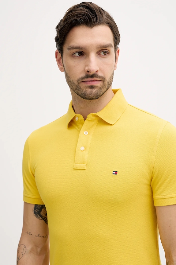 Tommy Hilfiger polo bavlněné s elastanem žlutá MW0MW17771.
